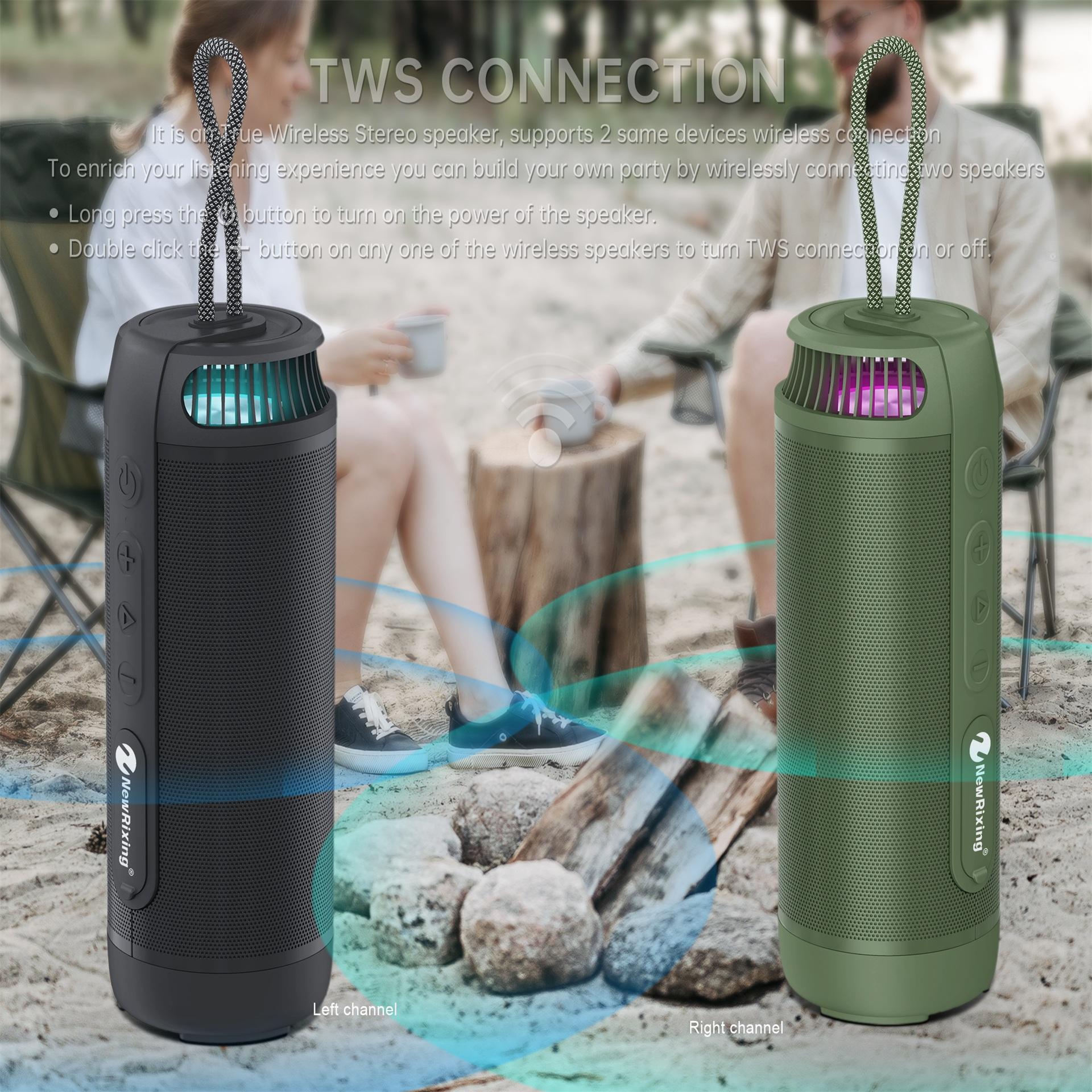 Loa không dây di động Loa siêu trầm Loa Hộp âm thanh mini IPX6 Chống nước Âm trầm mạnh hơn có đèn Gọi điện thoại rảnh tay AUX FM Màu sắc: 9015-Xanh lá cây