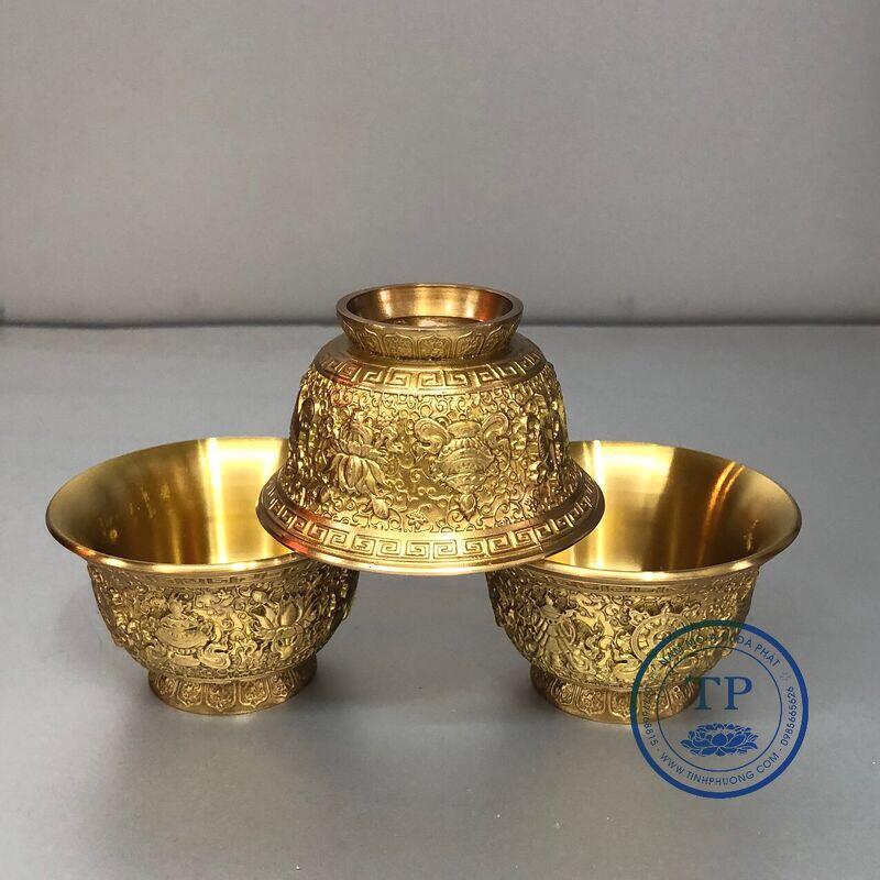Chén Cúng 8 Cát Tường BẰNG đồng NÊBAN KH17224