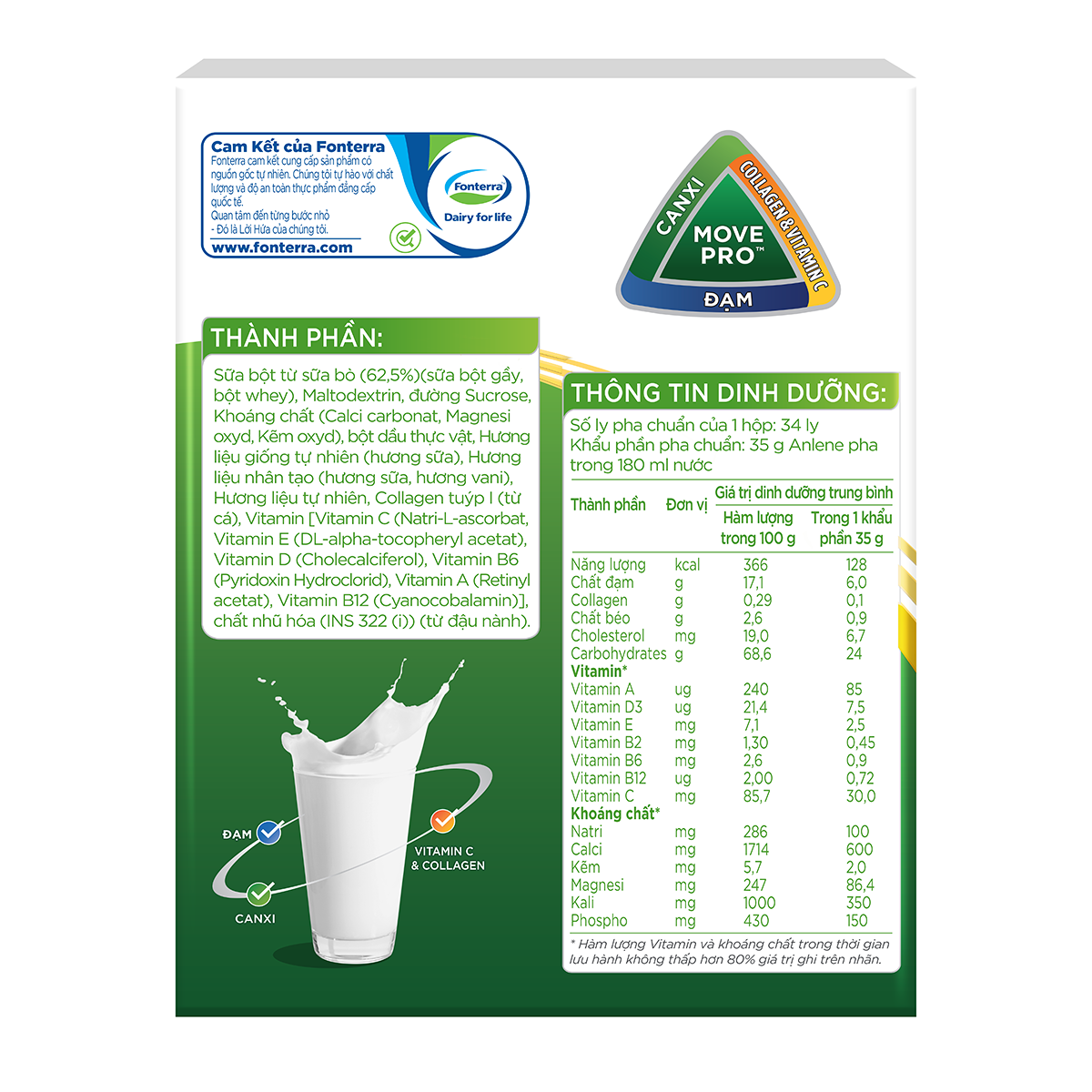 Combo 2 Sữa bột Anlene Gold 3X hương Vanilla (Hộp thiếc 800g) tặng 1 lon 400g
