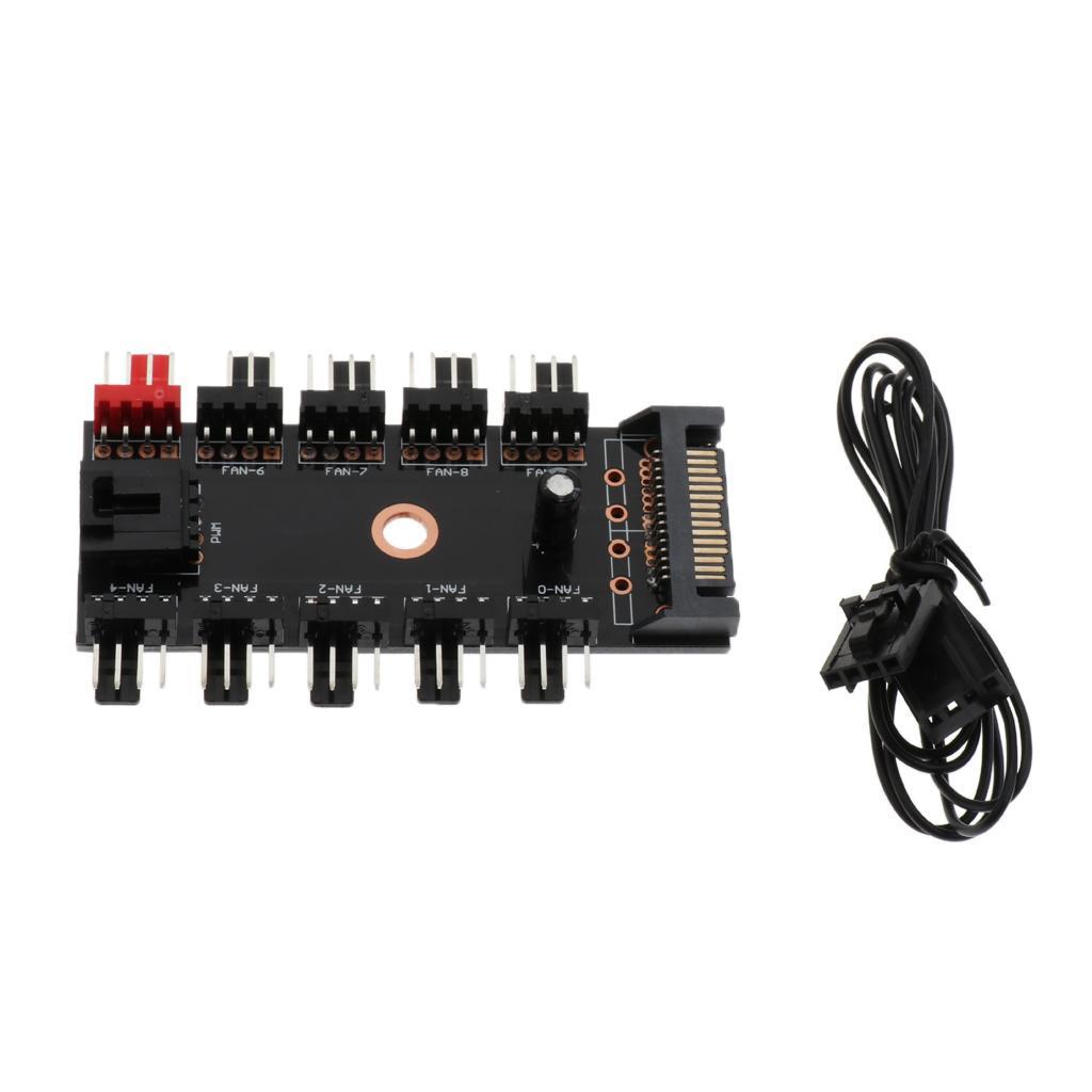 10Way PC PWM Cooling Fan Speed Controller 4/3-pin Power Socket Splitter