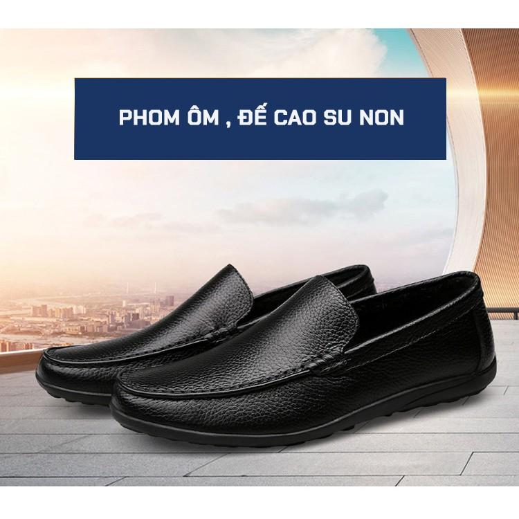 Giầy Lười da bò Cao cấp gia công trong nước, đế cao su cực bền, khâu viền bao quanh giày GD08