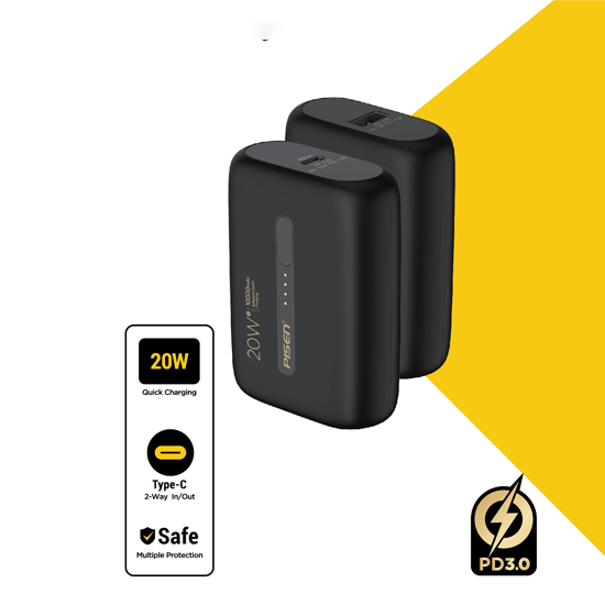 Pin sạc dự phòng PISEN QUICK-Power Tiny 20.000mAh 20W Black (TS-D304) - Hàng Chính Hãng