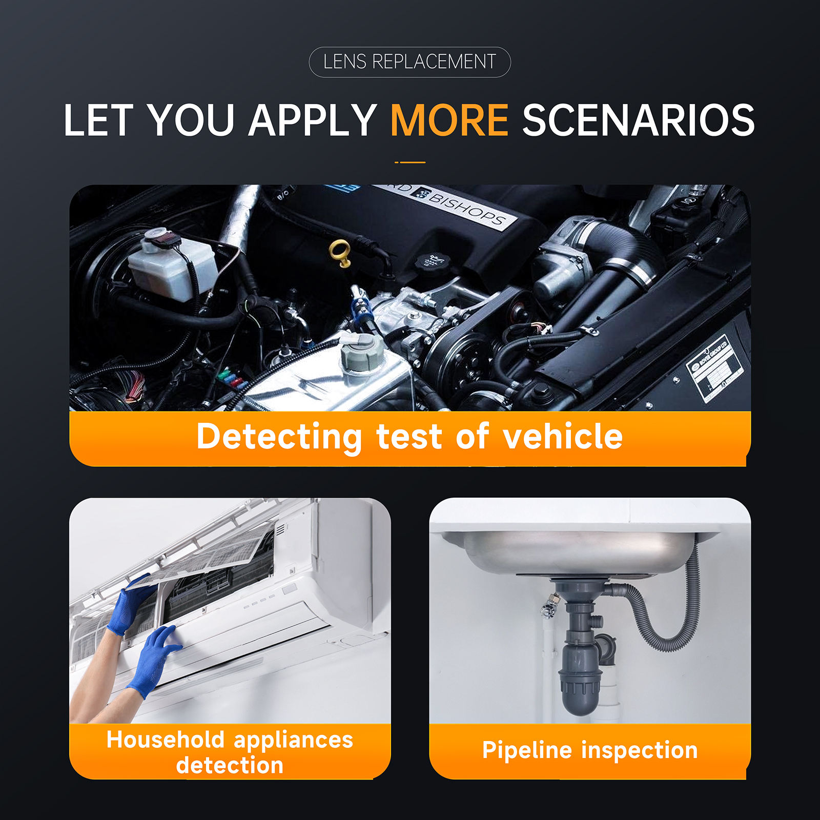 Camera Nội Soi Đường Ống Công Nghiệp Màn hình IPS 4,3 inch HD 1080P Đèn LED 2600mAh Dây Cứng P200 - Hàng Nhập Khẩu