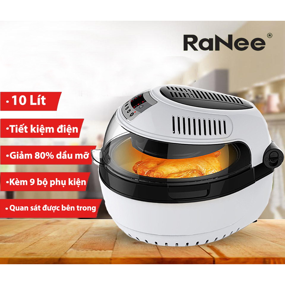 Nồi Chiên Chân Không Điện Tử Ranee RN-AF10LH kèm bộ phụ kiện 9 món - Hàng chính hãng