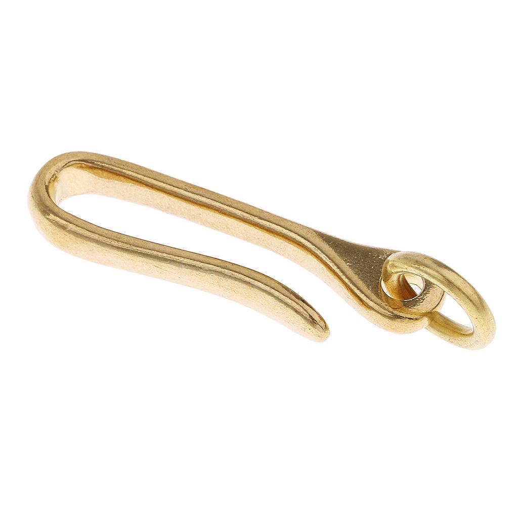 2x Vintage Solid Brass Belt Fish Hook U Loop Keychain Key Accessories