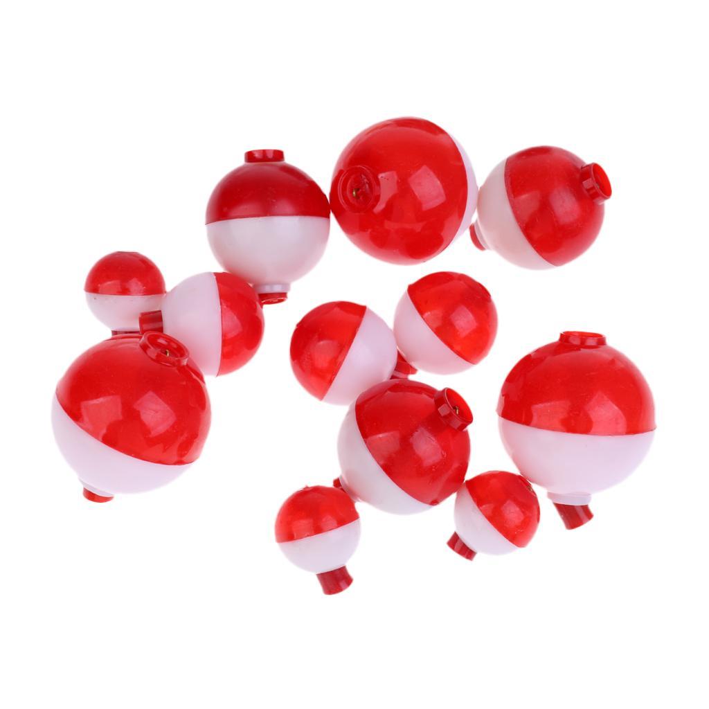 Lot 12 Pieces Fishing Floats Float Bobbers Hard ABS Plastic Push Button Fishing Round Buoy Float Bobber