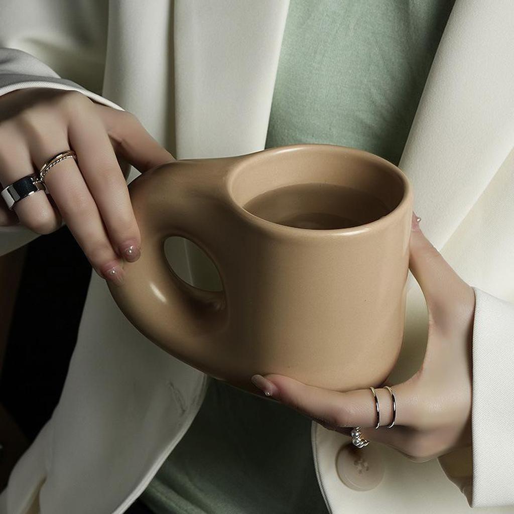 Ceramic Mug  Handle Coffee Mug Tea Cup Microwave and Safe Brown 320ml