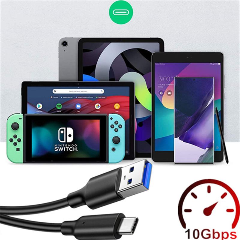 USB3.2 Gen2 10Gbps USB A sang USB C Transfer Data Data Short C SSD Cáp QC 3.0 Sạc nhanh dự phòng cho OCULUSQUEST2 VR Cáp màu: Phiên bản ABS