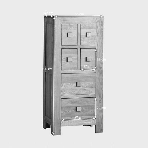 Tủ 6 ngăn kéo Oakdale gỗ sồi