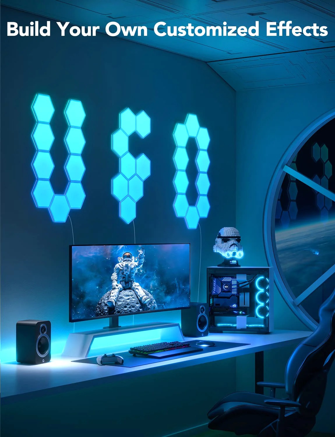 Đèn LED lục giác Govee Glide Hexa Light Panels H6061 | DIY trang trí tường, lắp ghép thông minh, 40 chế độ màu sẵn | Hàng chính hãng