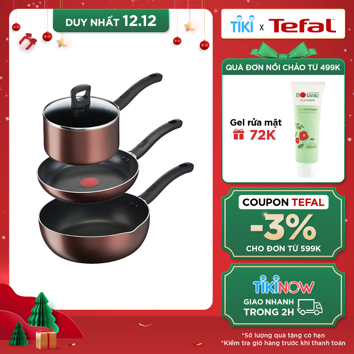 Bộ 3 nồi chảo chống dính đáy từ Tefal Day By Day dùng cho mọi loại bếp (nồi 18cm, chảo 24cm) - Hàng chính hãng