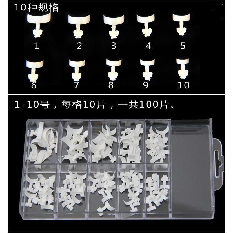 Hộp 100 Móng Nối Fen Đầu Móng HSM Đủ Size Màu Trắng Đục Làm Nail Tặng Kèm Chai Keo Mini, Móng Típ Nối French Trang Trí Móng Nhựa Abs Nail Phương Miu
