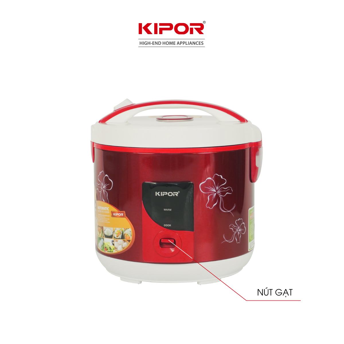 Nồi cơm điện KIPOR KP-25918 - 1.8L - Phủ chống dính HOÀNG KIM, Nồi cơm có tặng kèm vỉ hấp - phù hợp 4-6 người ăn - Hàng chính hãng