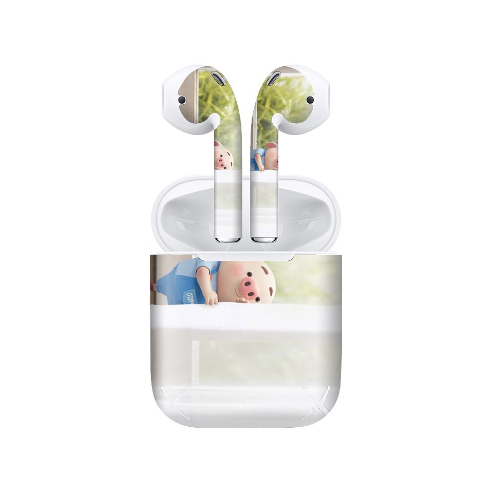 Miếng dán skin chống bẩn cho tai nghe AirPods in hình Heo con dễ thương - HEO2k19 - 170 (bản không dây 1 và 2)