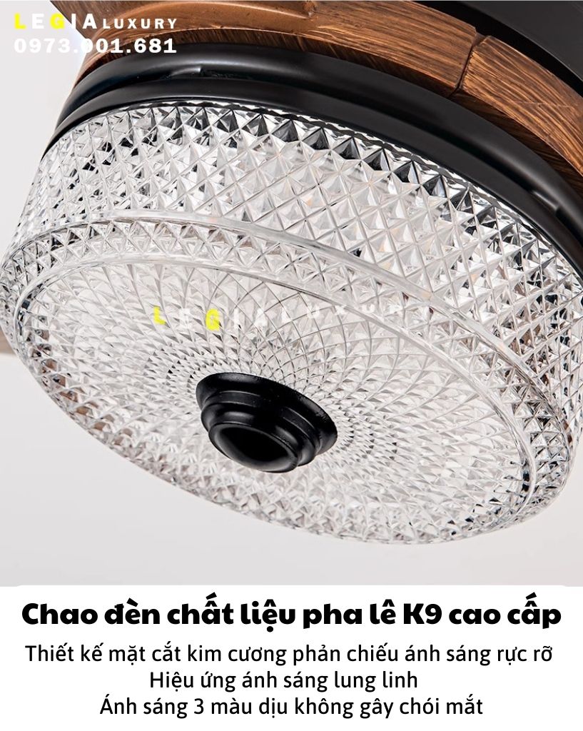Quạt Trần Mini LÊ GIA LGFAN741 | Quạt trần mini gắn đèn động cơ hiện đại  | Đèn quạt trần cho phòng khách phòng ngủ { Hàng Chính Hãng }
