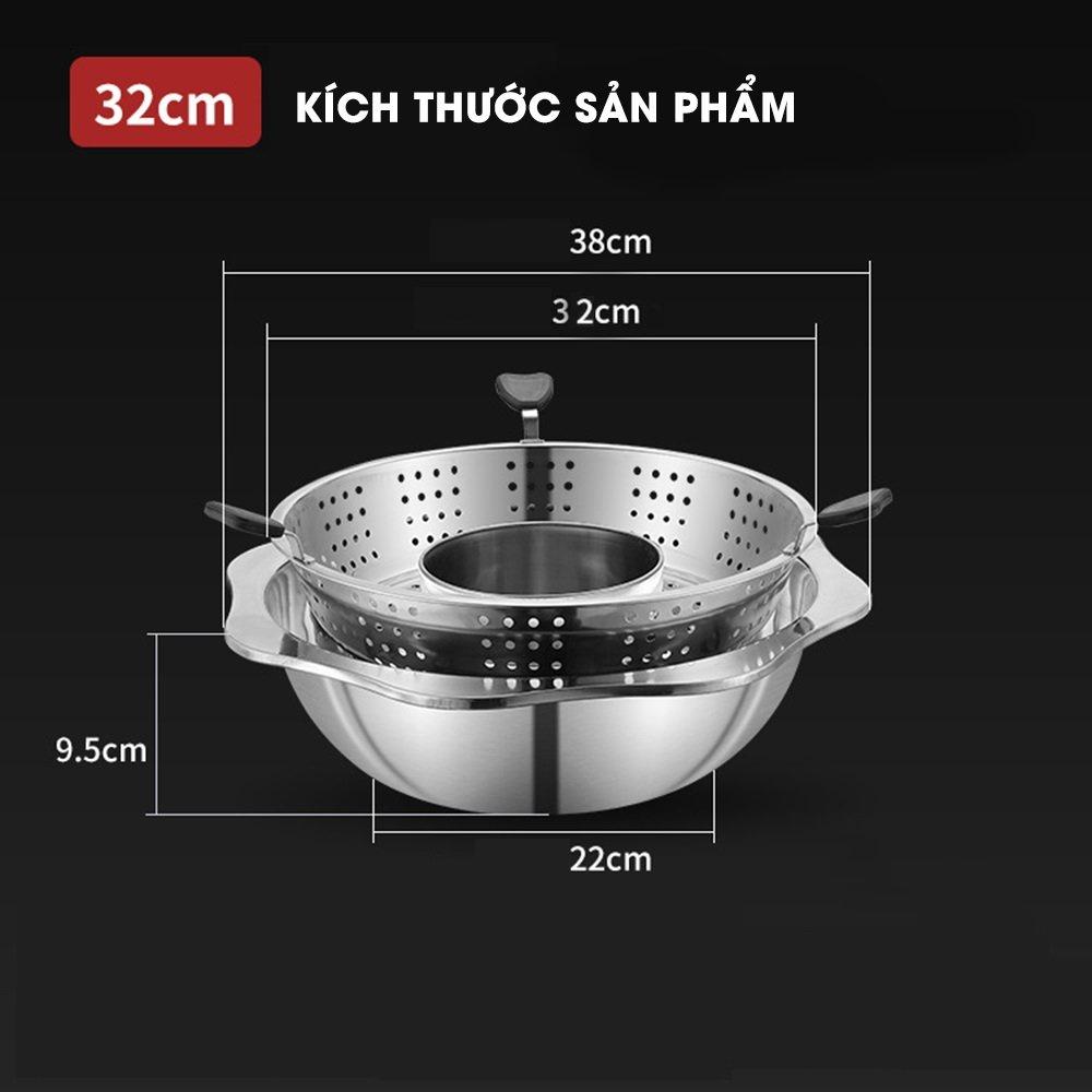 Nồi Lẩu Xoay Inox 2 Tầng Thông Minh, Nồi Lẩu Xoay 360 Với Thiết Kế 2 Tầng, 2 Khoang Chất Liệu Inox 304 Không Gỉ - GD478