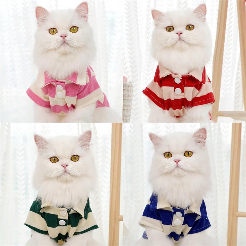 Áo thun Polo cho chó mèo , Áo thun có cổ cho thú cưng vải Cotton, thoáng mát, mềm mại