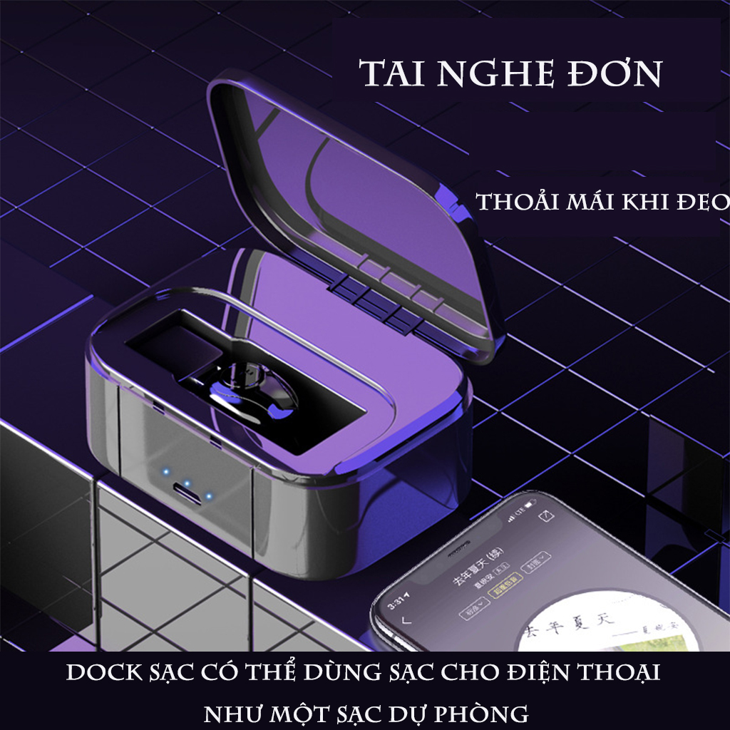 Tai Nghe Bluetooth VINETTEAM 5.0 Mini Y01 TWS Dung Lượng Pin Khủng 2000 mAh Sạc Luôn Cho Thiết Bị Di Động, Công Nghệ Lọc Tiếng Ồn 6D - Hàng Nhập Khẩu