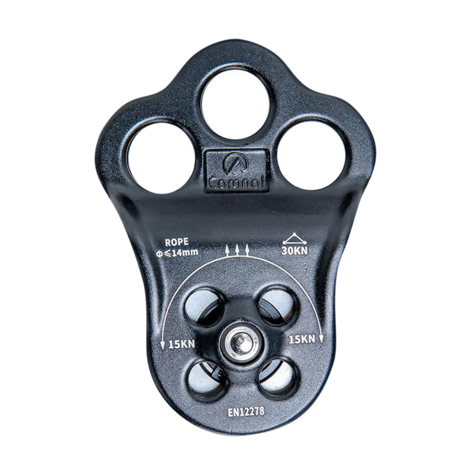 Fixed Side Triple Climbing Hitch Pulley Arborist for 13mm Rope Black