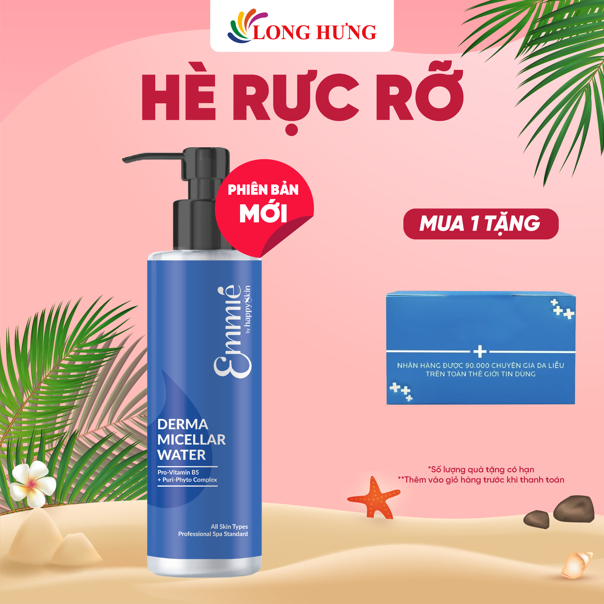 Nước tẩy trang Emmié by HappySkin Derma Micellar Water (238ml/250ml) - Hàng chính hãng