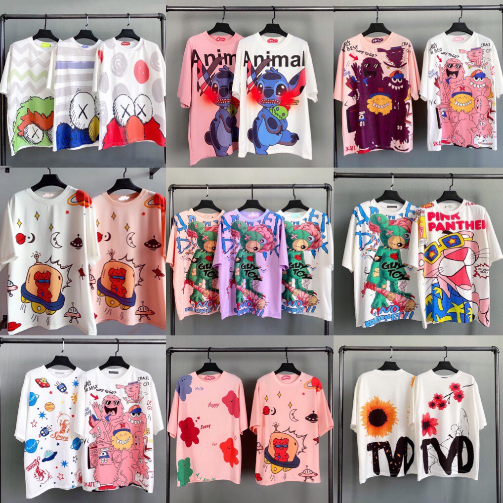 Áo tay lỡ unisex form rộng nam/nữ chất cotton tici.