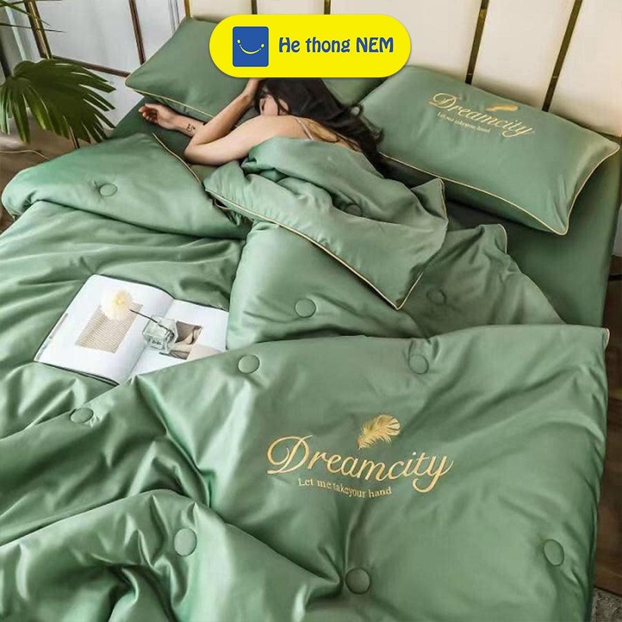 Bộ Ra Giường	5 Món Phi Lụa Cotton SERENA Cao Cấp Dream City Set Chăn Ga Drap Gối Nệm Trần Bông Chuẩn Khách Sạn 5 Sao