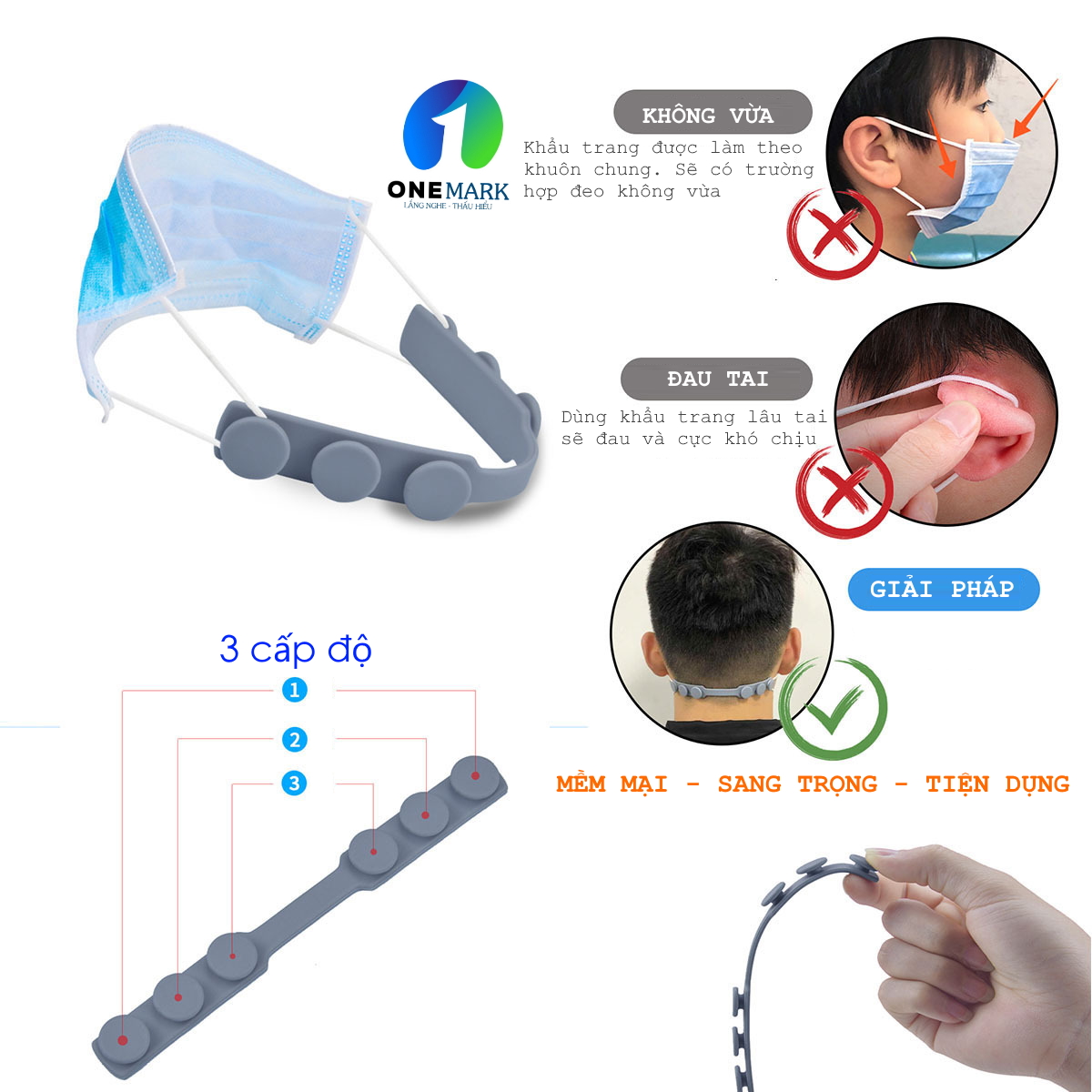 COMBO PHỤ KIỆN SILICONE TAI GIẢ ĐEO KHẨU TRANG Y TẾ CHỐNG ĐAU TAI