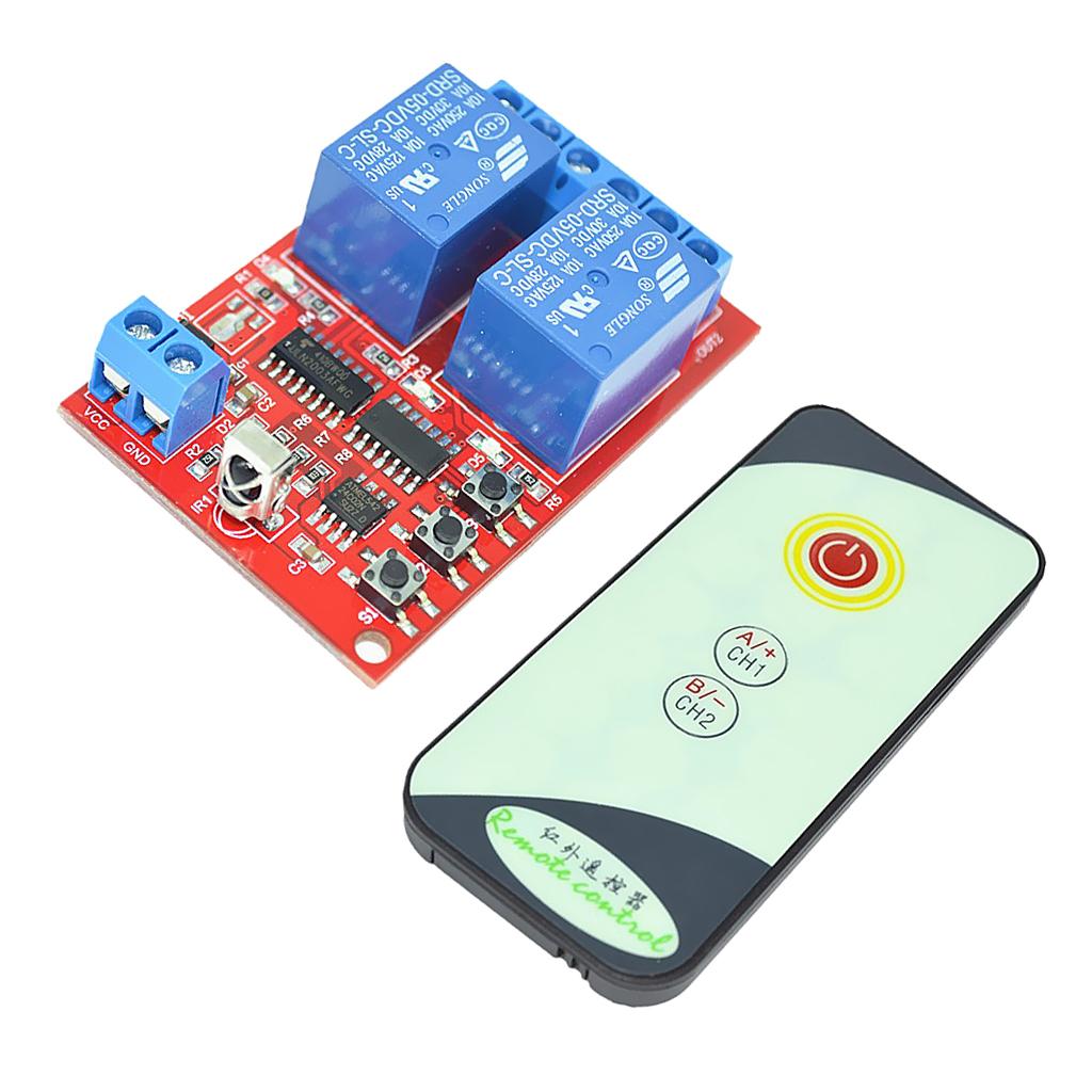 IR Relay Module Board with 3 Key Switch Self-Lock Interlocked 5V 2 Channel