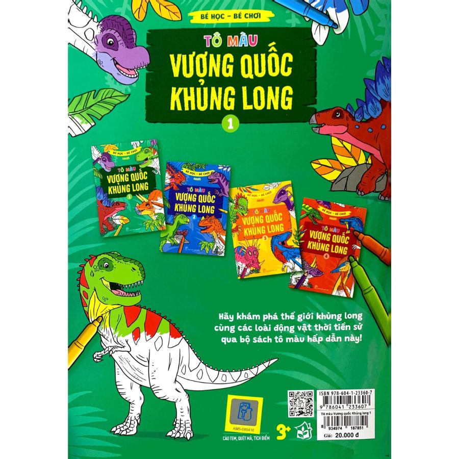 Sách Bé học - bé chơi - Tô màu vương quốc khủng long - ảnh 4