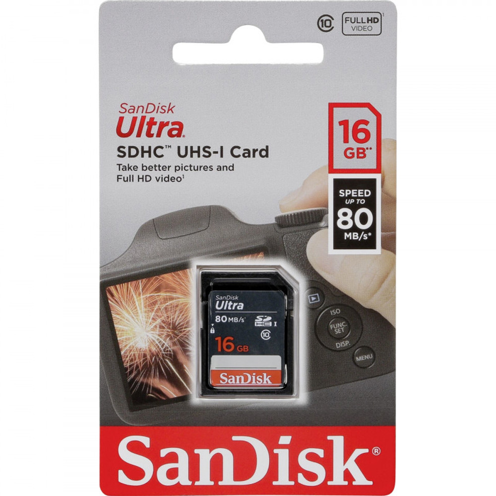 Thẻ nhớ SDHC SanDisk Ultra, SDUNS 16GB 80MB/s SDSDUNS-016G-GN3IN - Hàng Chính Hãng