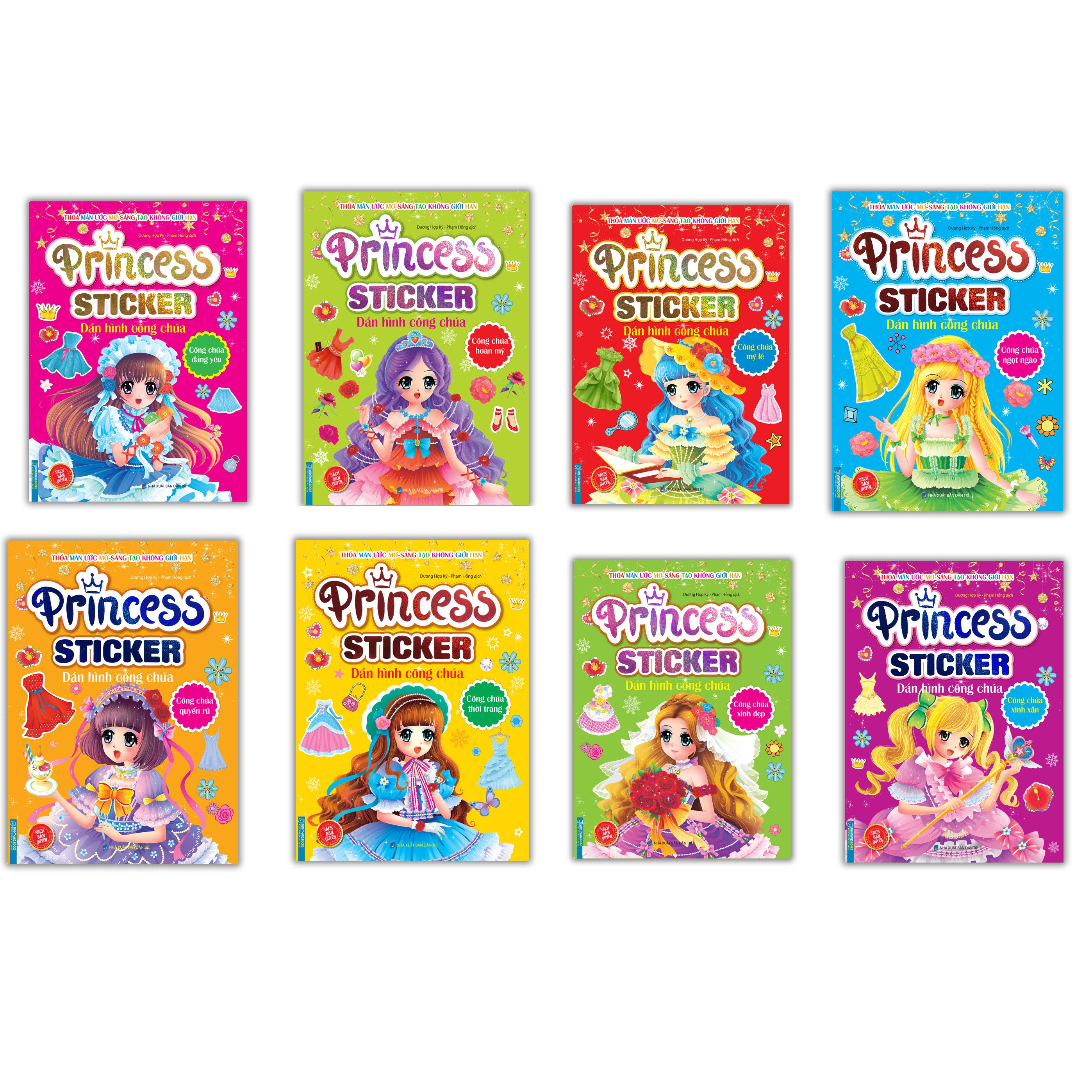 Combo Princess sticker - Dán hình công chúa trọn bộ 8 cuốn mới nhất cho bé