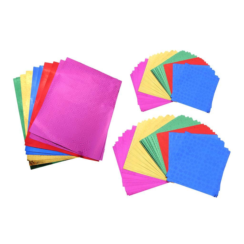 3 Sizes Colorful Folding Paper Hologram Origami Paper Solid Color for Children Handmade DIY Art Craft