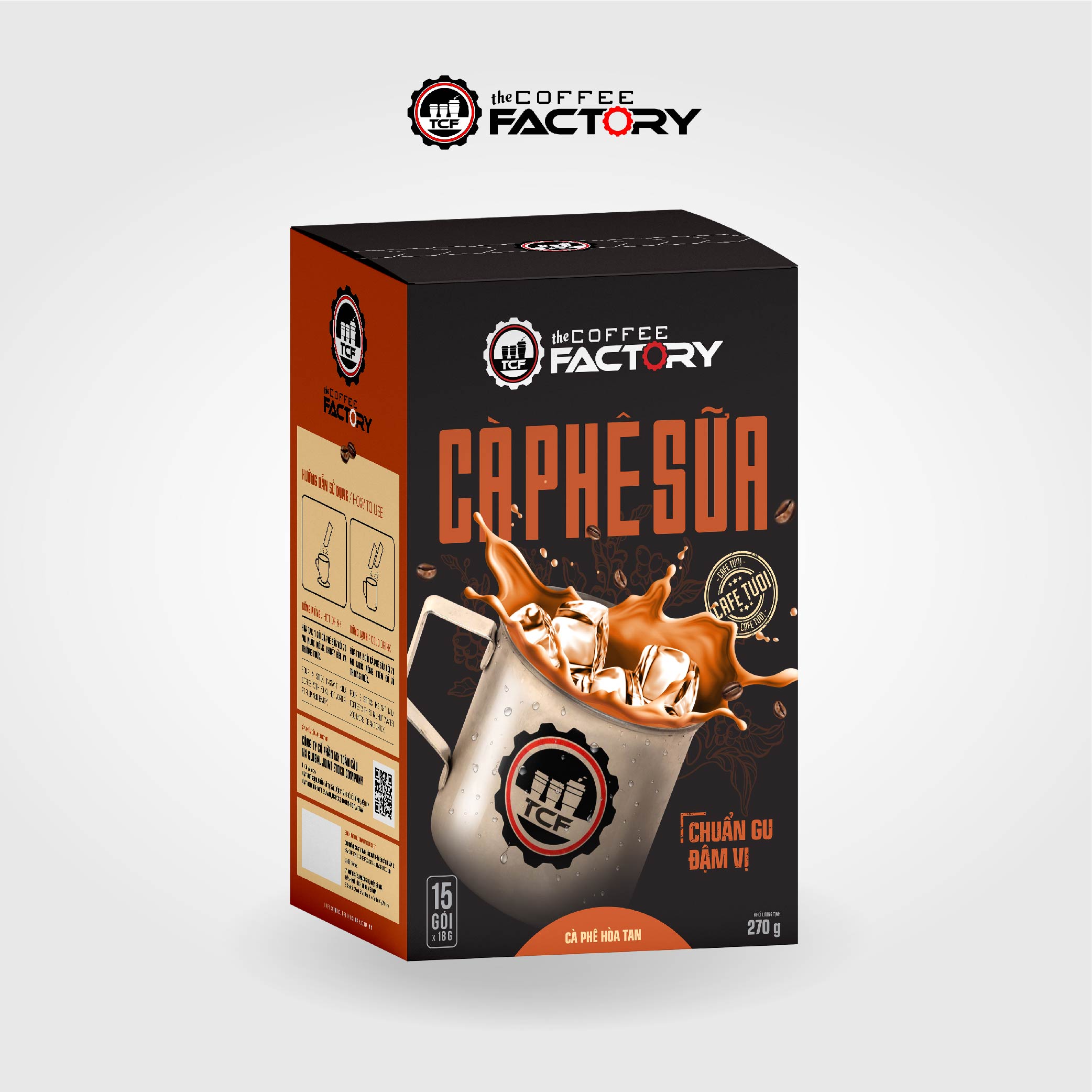 1.Cà phê sữa hòa tan The Coffee Factory (Hộp 15 gói x 18g)