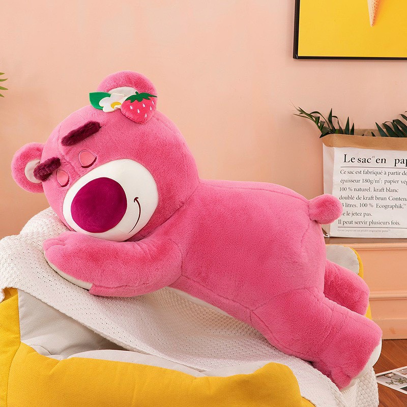Gấu Bông LOTSO HUGGIN BEAR Lông Xù Tai Dâu Nằm Ngủ Đáng Yêu
