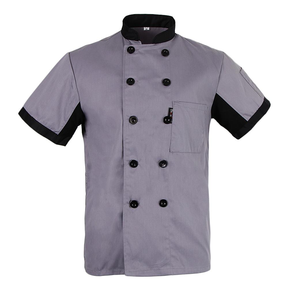 Short Mesh Sleeves Chef Jacket Coat Kitchen Bakery Uniform for Women Men