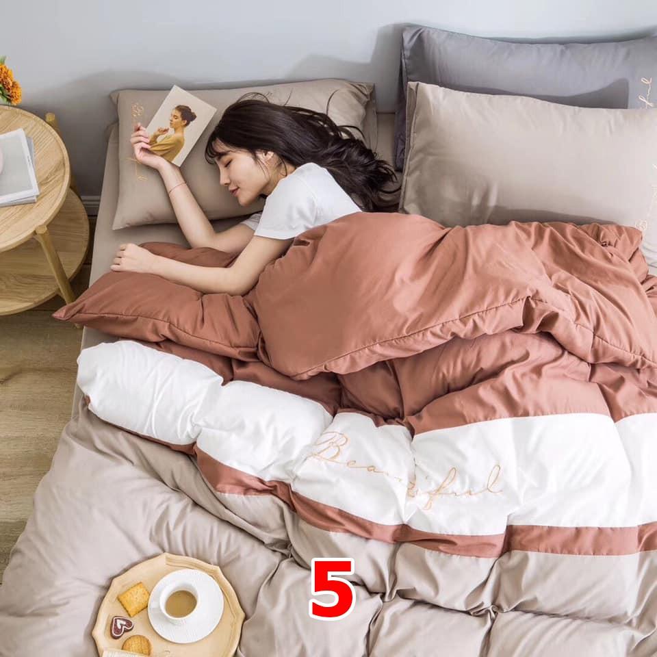 Bộ chăn ga 4 món cotton Tici cao cấp đủ size đủ màu  TC05