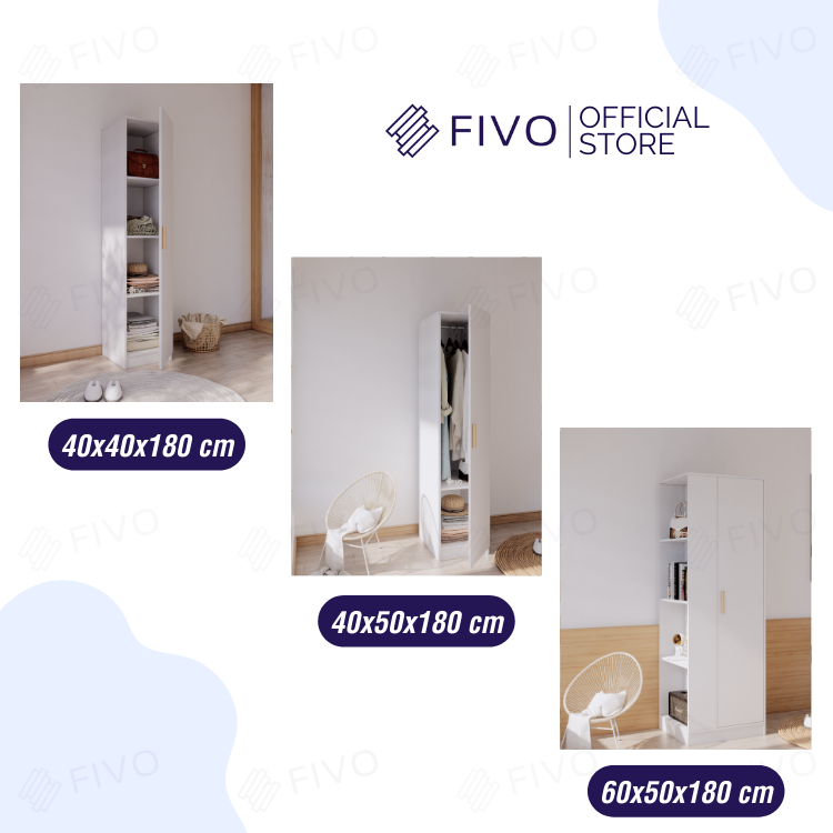 Tủ Gỗ Quần Áo Cá Nhân Gỗ MDF Lõi Xanh Chống Ẩm Dày 17mm FIVO FC06, Ngăn Chứa Rộng Rãi, Dễ Dàng Lắp Ráp - Màu Full Trắng