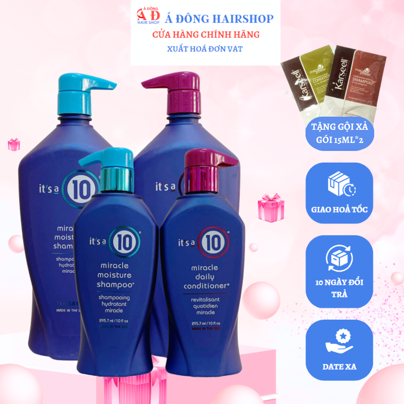 BỘ DẦU GỘI XẢ IT'S A 10 MIRACLE DAILY CAO CẤP SUÔN MƯỢT HÀNG NGÀY CỰC THƠM + GỘI XẢ GÓI KARSEELL 15ML