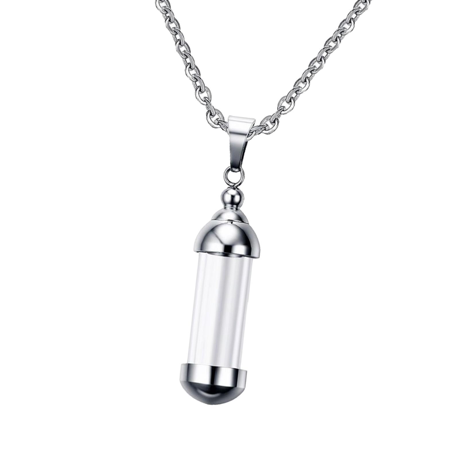 5Pcs Stainless Steel Screw Tube Glass Bottle Urn Charms Pendant Necklace