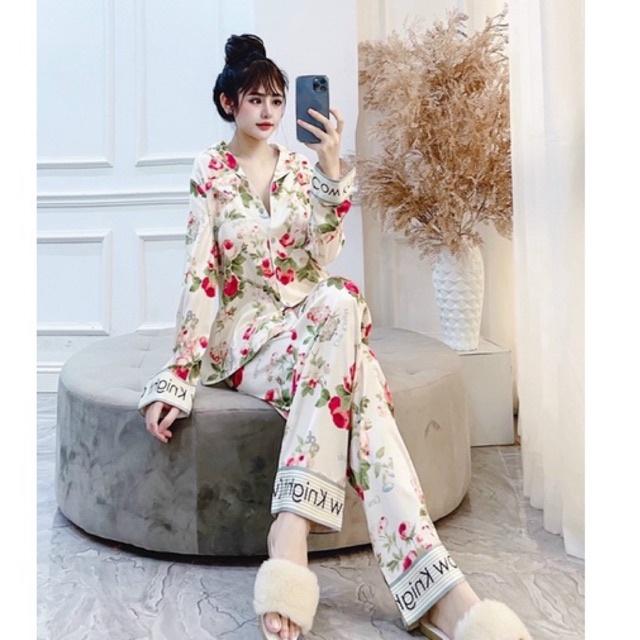 BỘ PIJAMA LỤA CAO CẤP MULISI HỒNG BUN GA RI