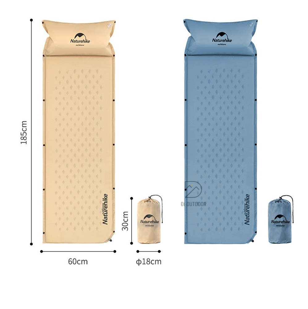 Đệm Hơi Liền Gối Một Người Naturehike Dành Cho Văn Phòng, Du Lịch, Dã Ngoại NH15Q002-D