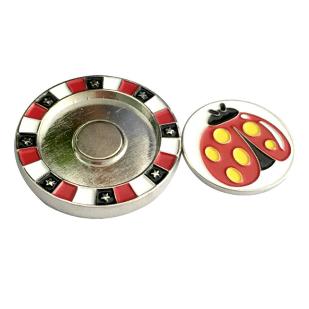2 Piece  Golf  Clip Ball Marker Zinc Alloy Golfer