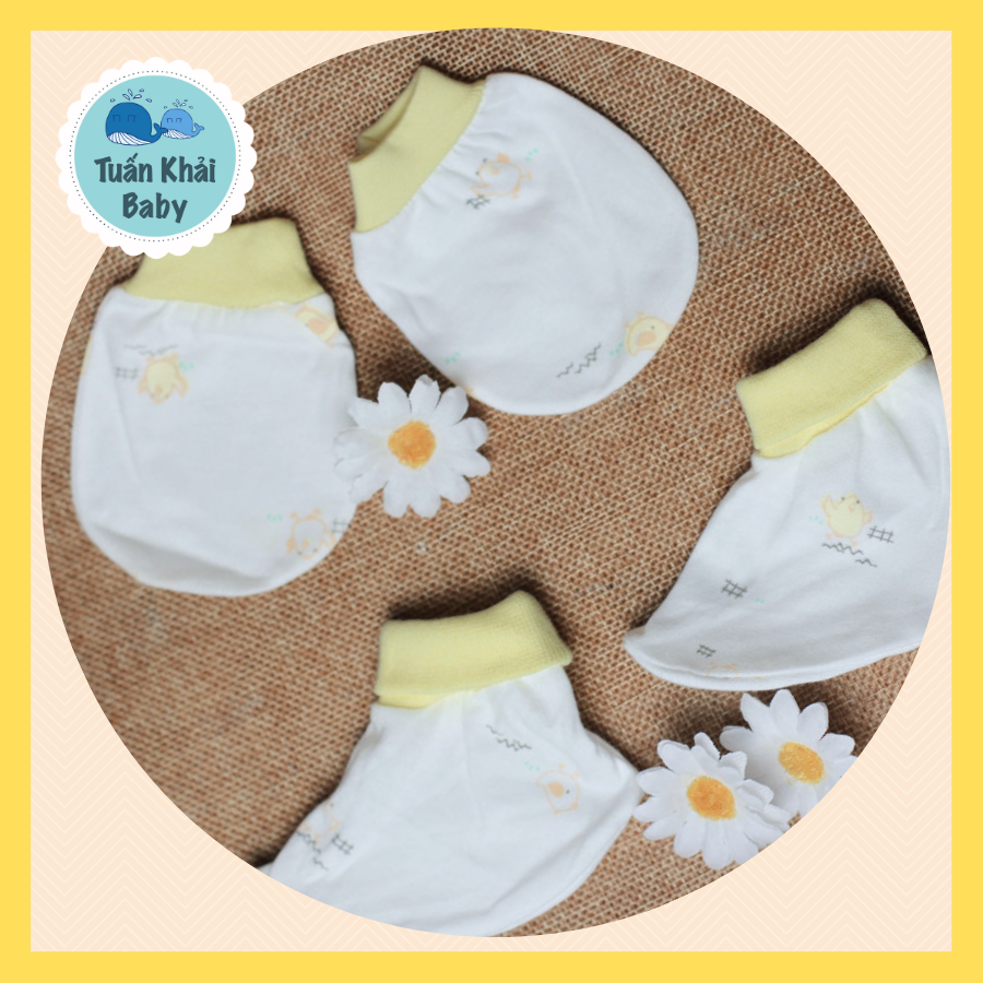 1 Set bao tay, bao chân sơ sinh cao cấp CUNCON, chất vải cotton co giãn 4 chiểu mềm, mịn, thoáng mát