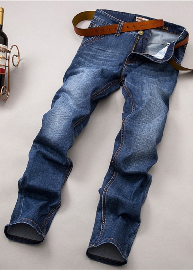 Quần Jeans Nam 2019 Ống Suông Co Giãn Tốt Túi Chéo Phong Cách Doanh Nhân