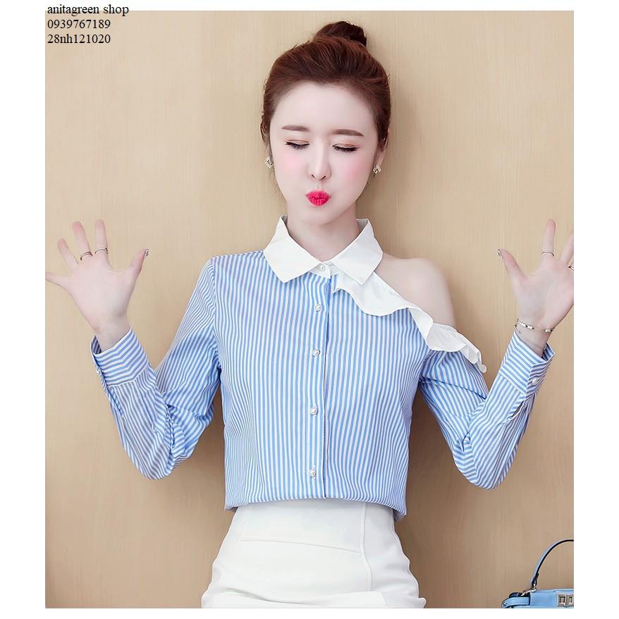 Nh121020-ÁO SƠ MI NỮ TRỄ VAI BÈO