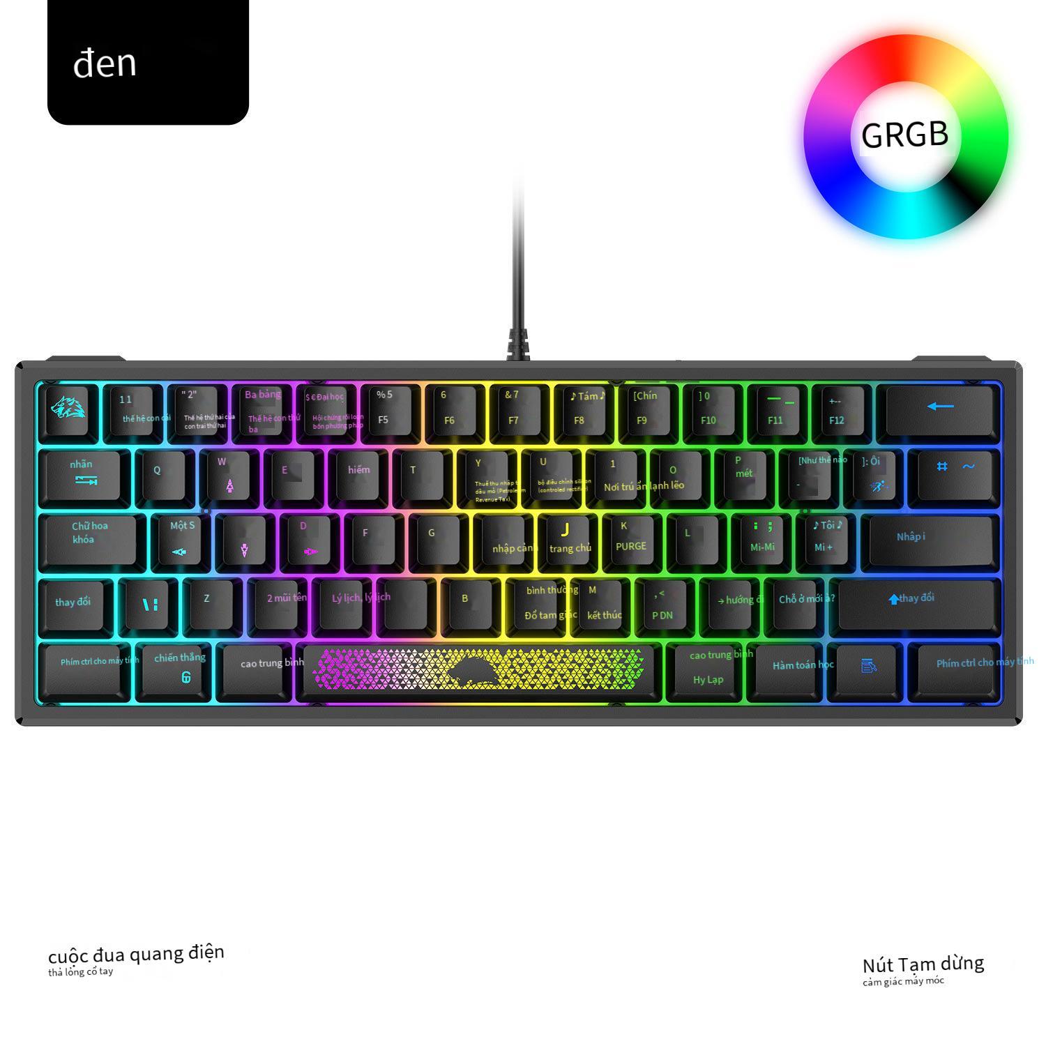 Bàn phím chơi game sói miễn phí thuận lợi nhất Bàn phím chơi game K61RGB ánh sáng RGB bàn phím mini tỷ lệ phần trăm 60 phần trăm bàn phím máy tính xách tay chơi game chơi game