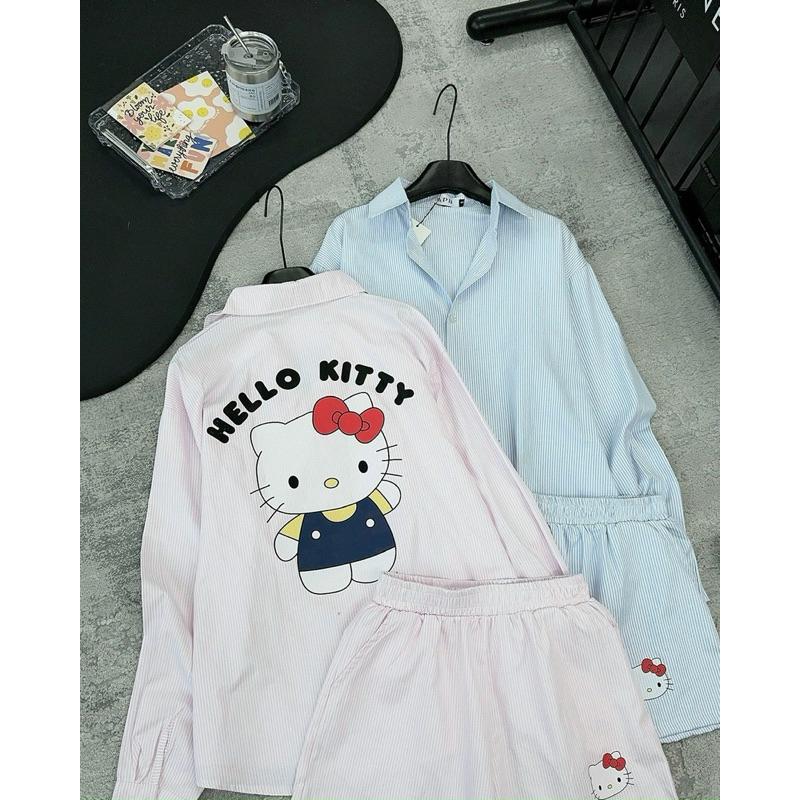 Set sơ mi kẻ kity 2 màu hàng chuẩn tang mác MPB kèm ảnh thật BY JOLIE - Kẻ xanh, Kẻ xanh