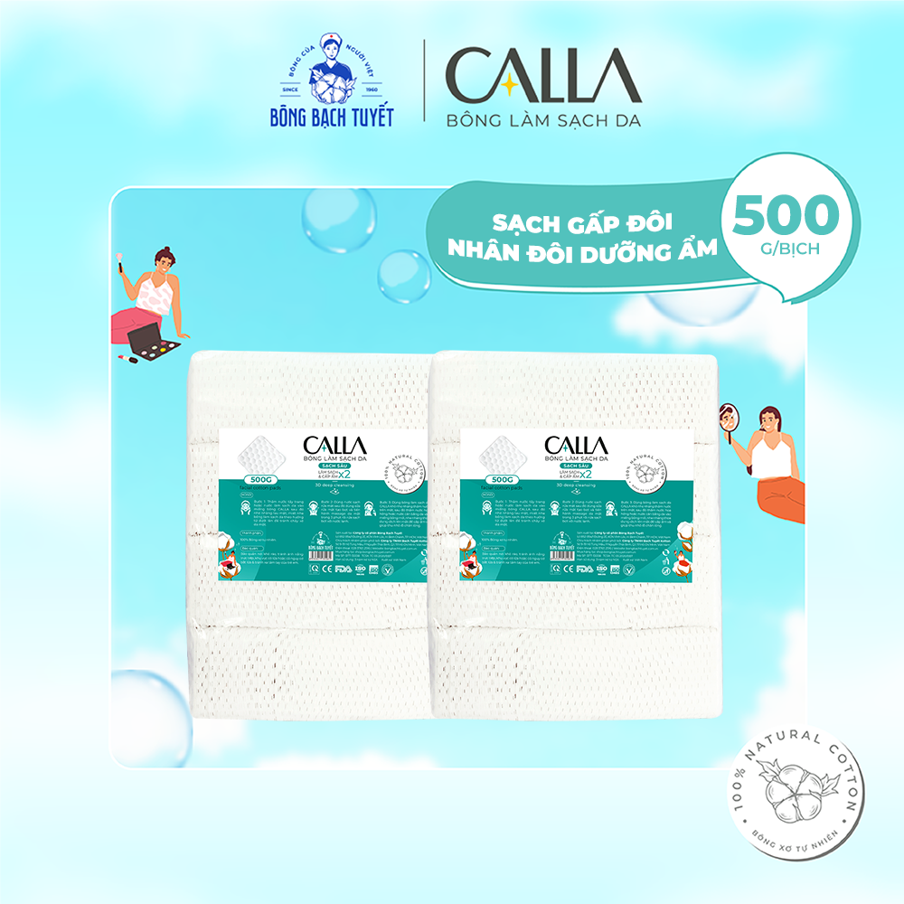 Combo 2 Túi Bông Tẩy trang làm sạch da Bông Bạch Tuyết Calla Sạch Sâu