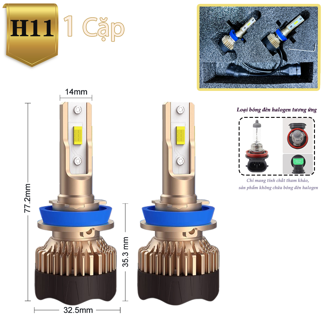 Bóng Đèn Pha Xe ô tô LED H1, H4 ,H7, H11, 9005 ,9006, 9012, 9004, 9007 ,H15, H13, 60W,6000k-Ánh Sáng Trắng