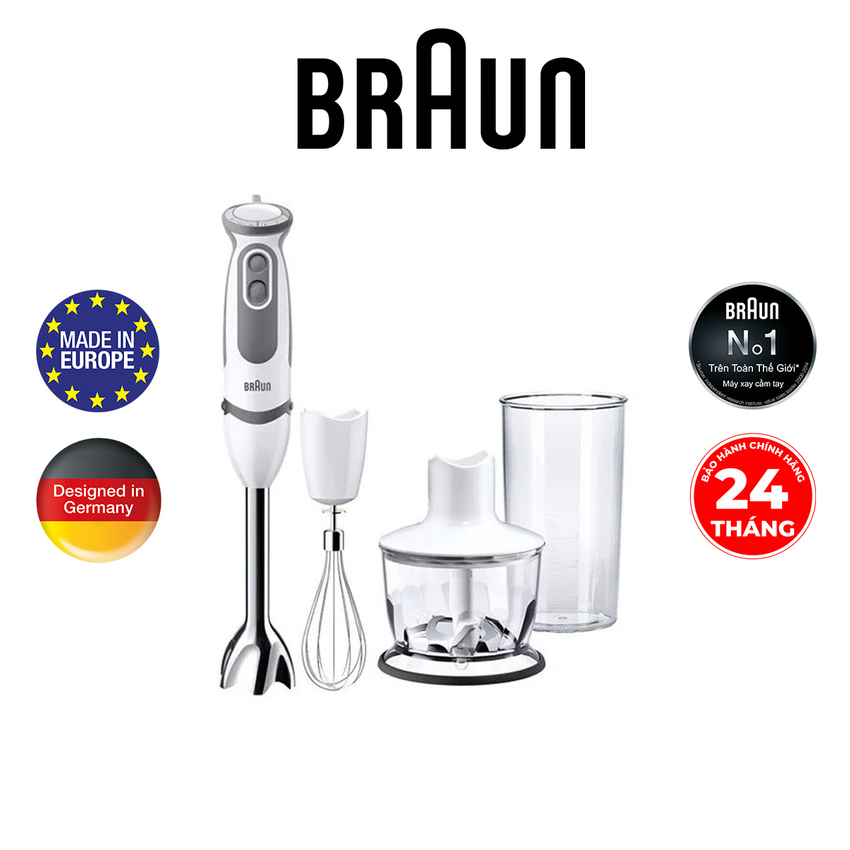 Máy xay cầm tay Braun Sản xuất 100% tại Châu Âu Số 1 thế giới - hàng chính hãng